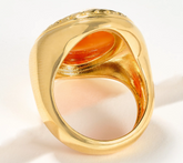 David Markstein Round Cameo Beaded Frame Polished Ring 18KY Gold Sterling Silver Size 9